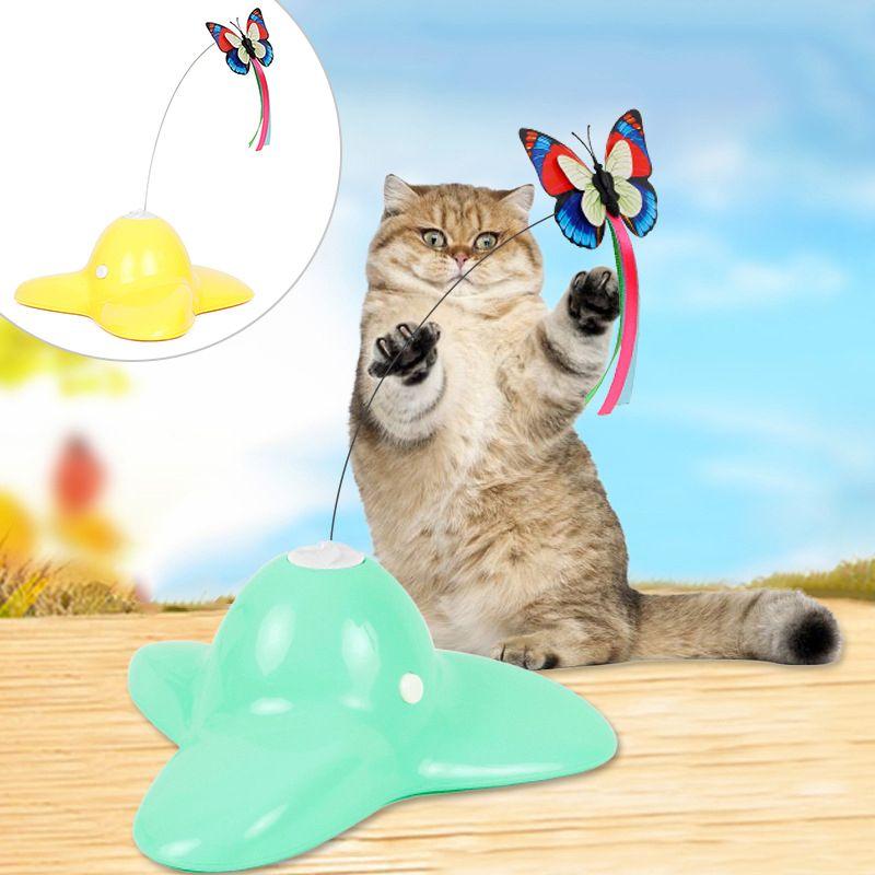 Interaktywna zabawka dla kota Latający Motylek - żółta