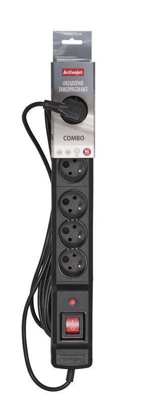 Activejet COMBO 6GN 5M black power strip with cord