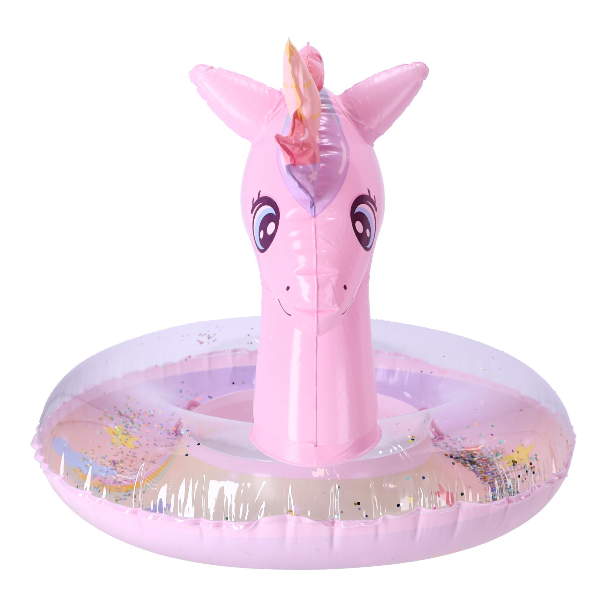 Children's inflatable swimming wheel 70 cm - unicorn, pink