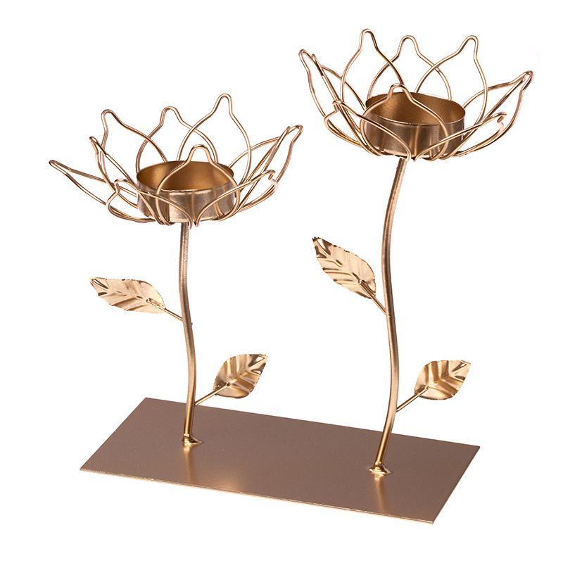 Decorative golden candlestick - two tulips