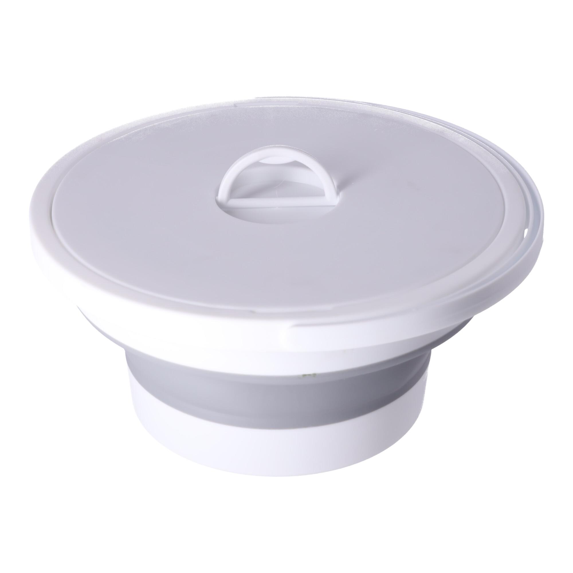 Silicone bucket 15L foldable - grey and white (with a lid)