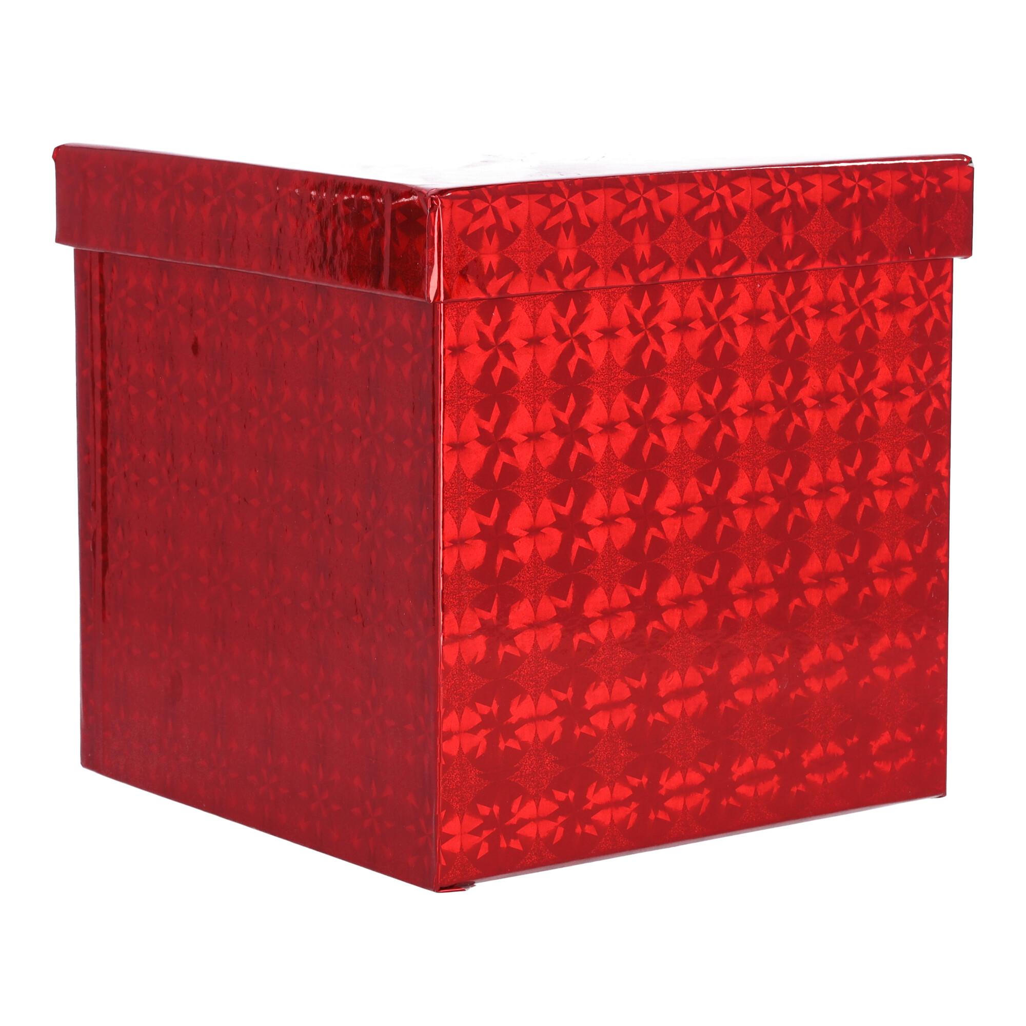 Present boxt square red 24,5x24,5 cm