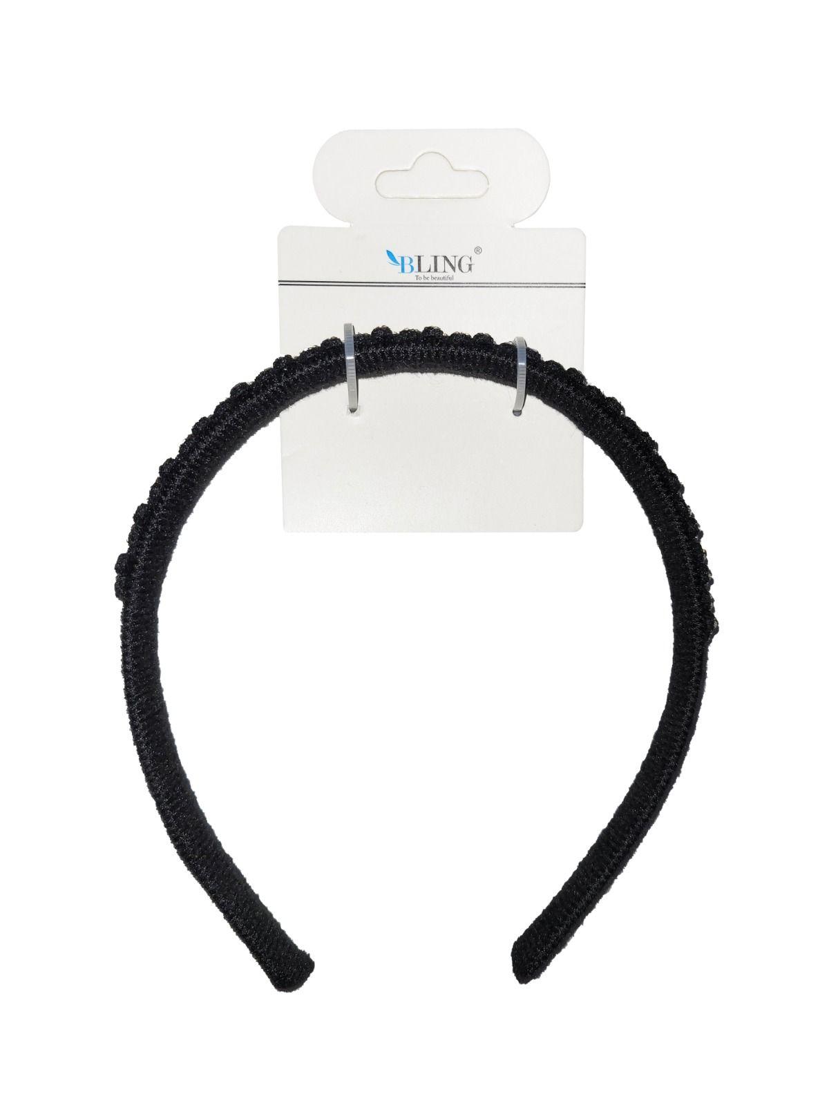 Hair band - black with cubic zirconia
