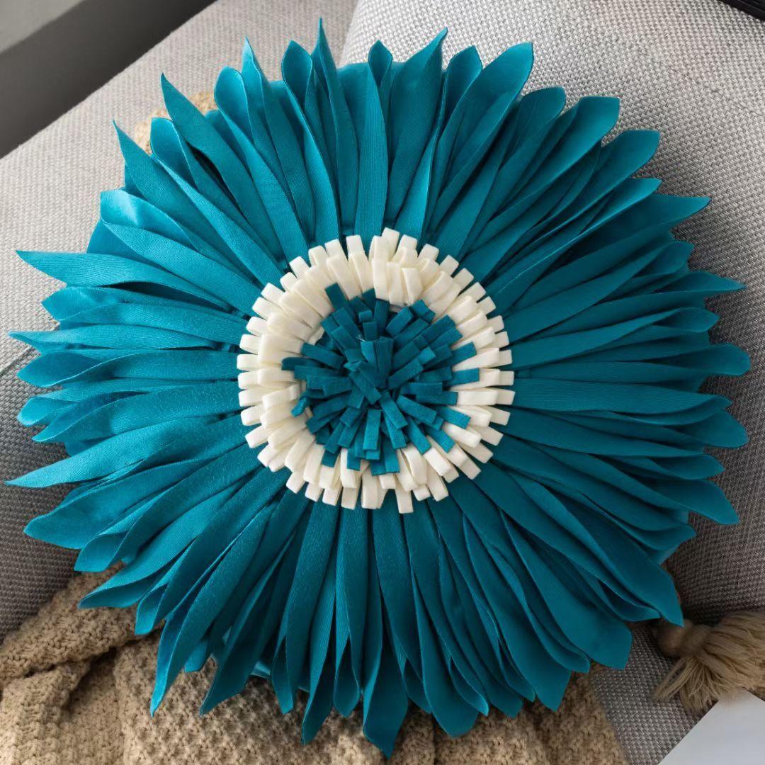 Round pillowcase - chrysanthemum, blue 45cm