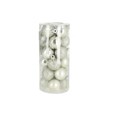 Set of Christmas balls 3cm (24 pieces) - silver/white