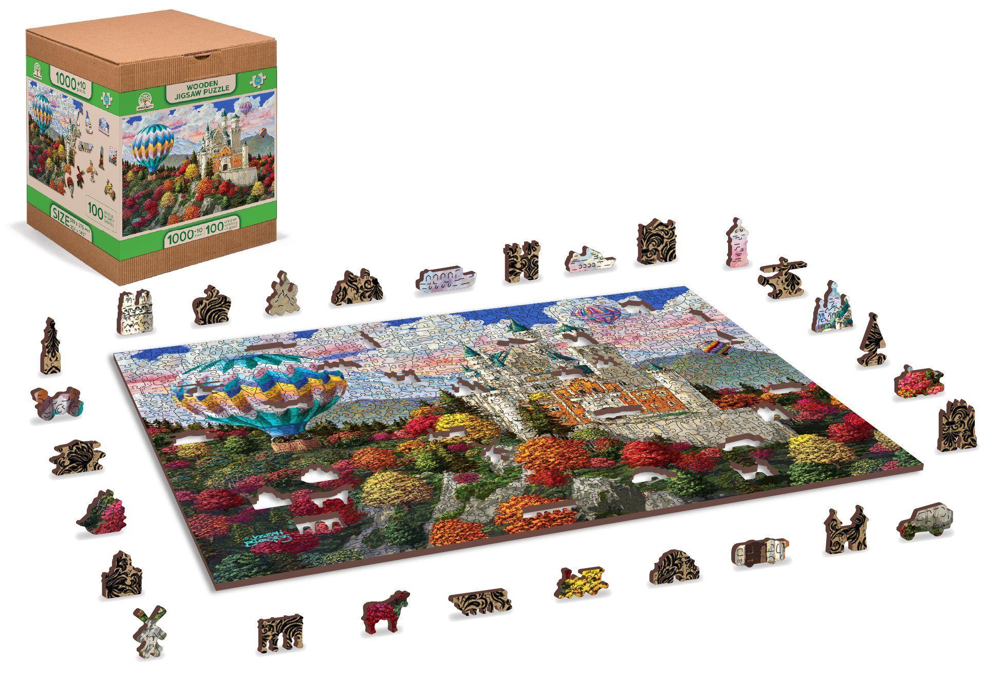 Drewniane Puzzle z figurkami - Zamek Neuschwanstein, 1010 elementów