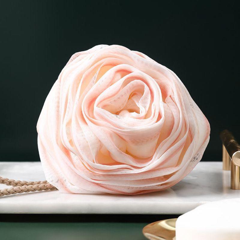 Washcloth, rose-shaped bath sponge - pink