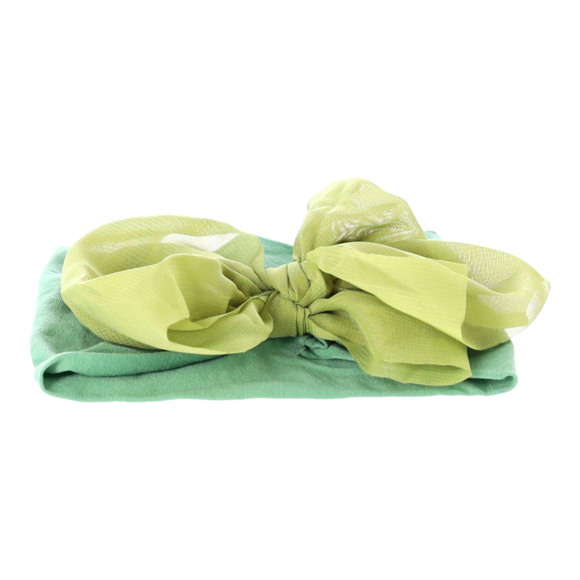Baby headband with a bow - green, wide