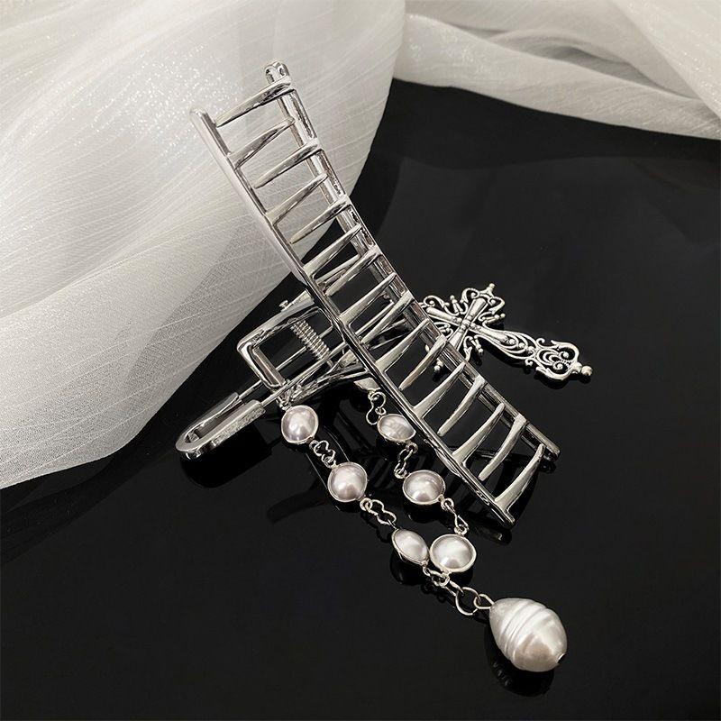 Decorative pin, hair buckle - silver, with safety pin