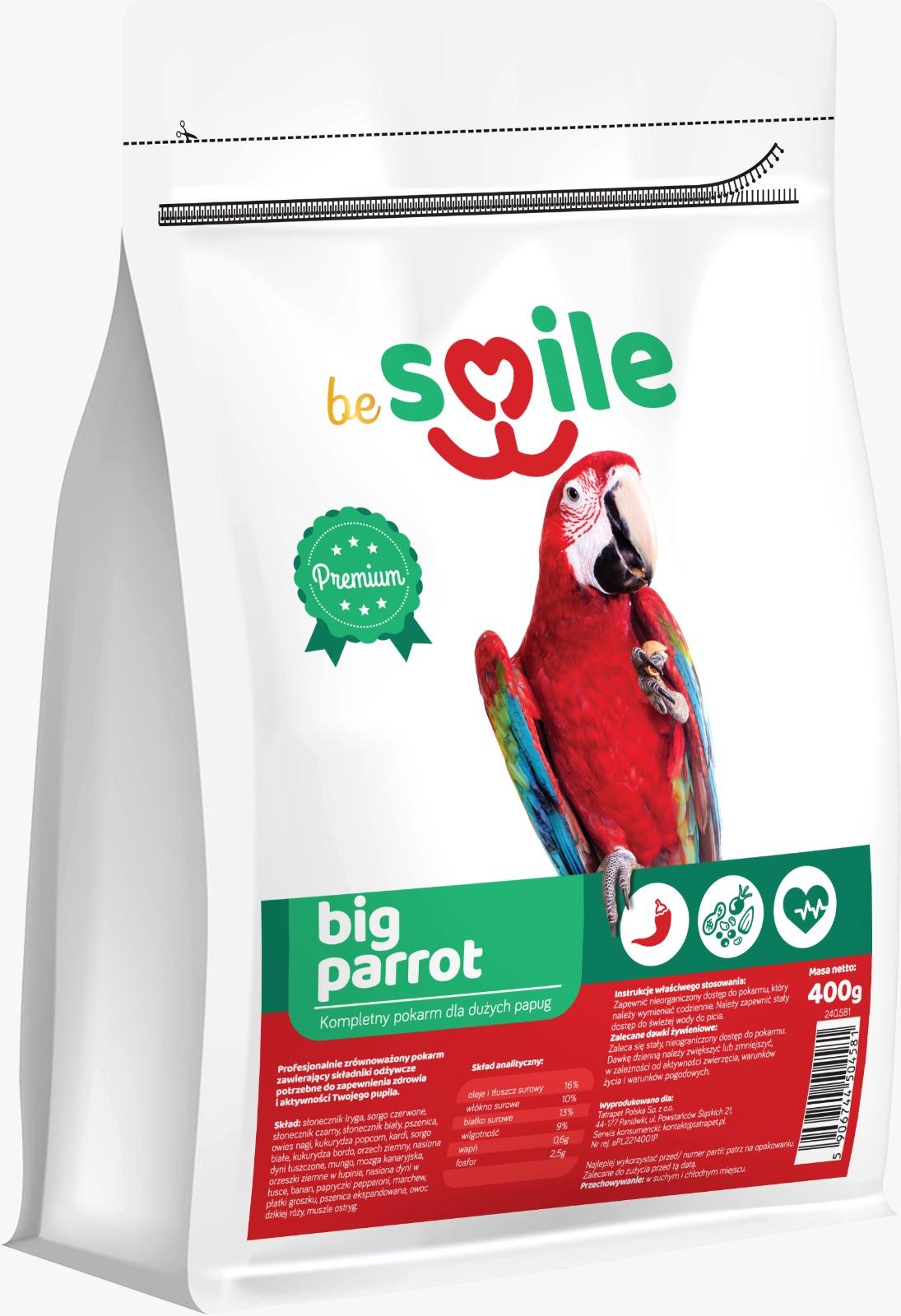 Karma beSMILE PARROT- Big Parrot 400g pokarm dla dużych papug