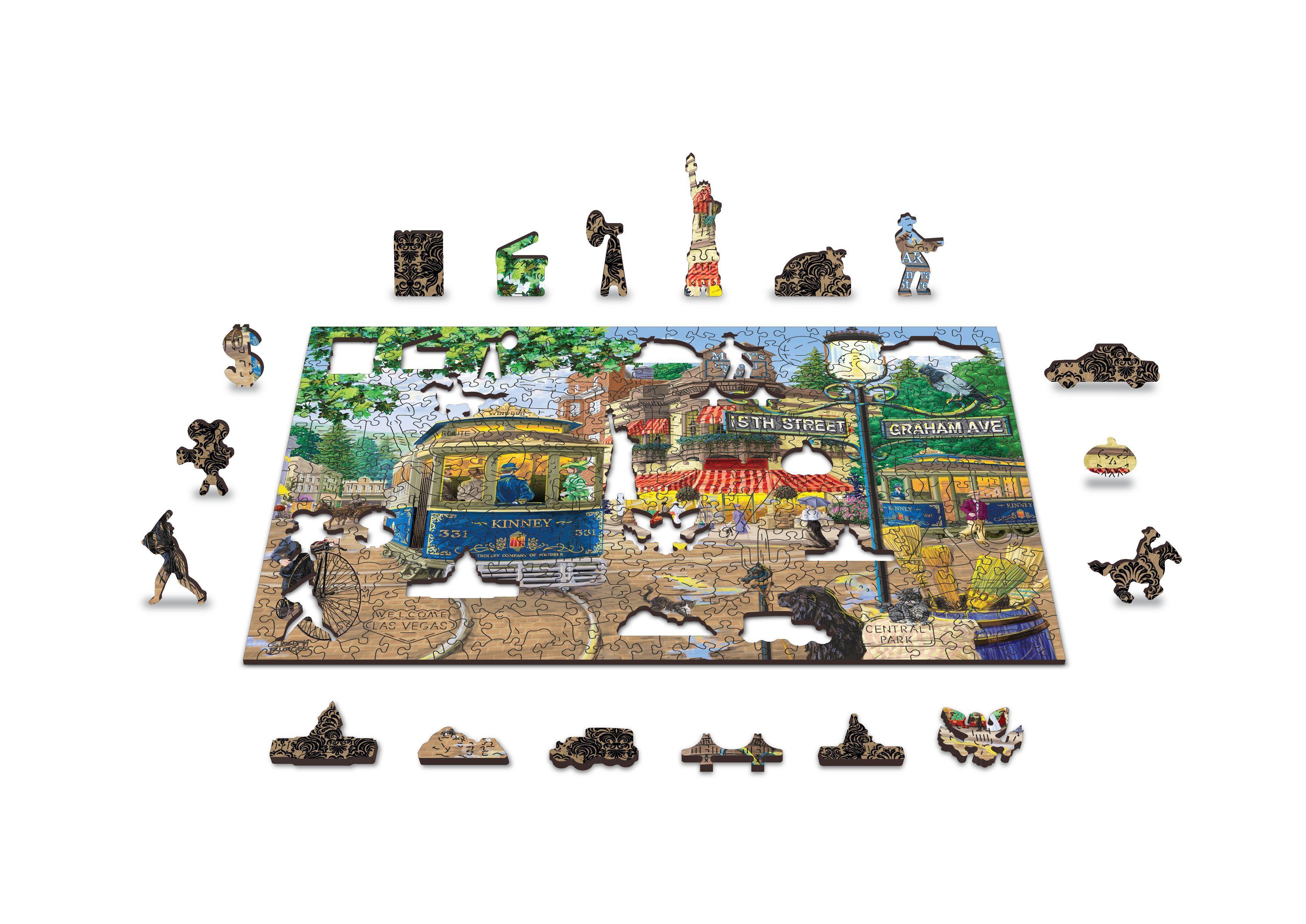 Wooden Puzzle with Figures - Victorian Street size XL, 1010 pieces