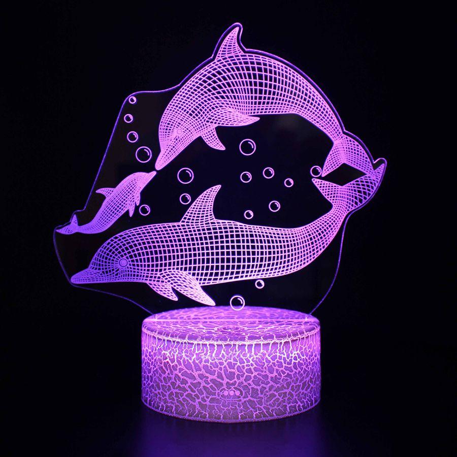 Lampka nocna 3D LED "Delfin" Hologram + pilot