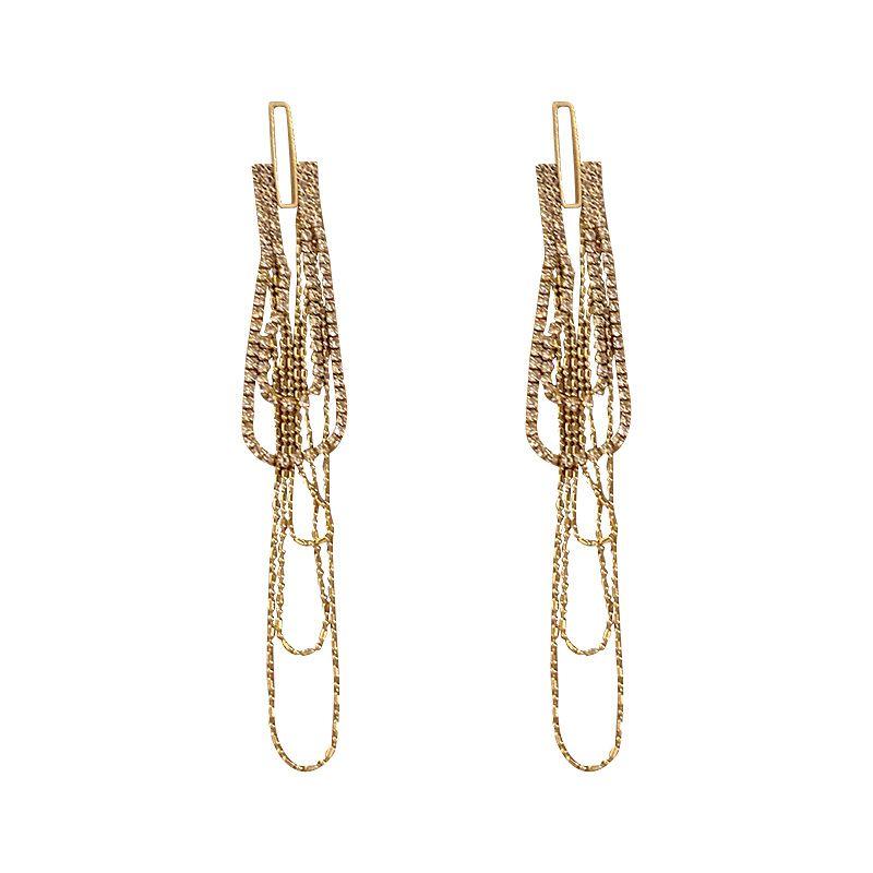 Long hanging earrings with chains - gold