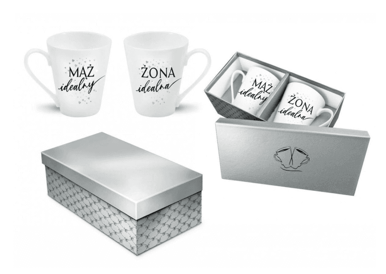 WEDDING SILVER Set of 2 cups "Ideal husband" "Wife ideal" 300 ml - silver