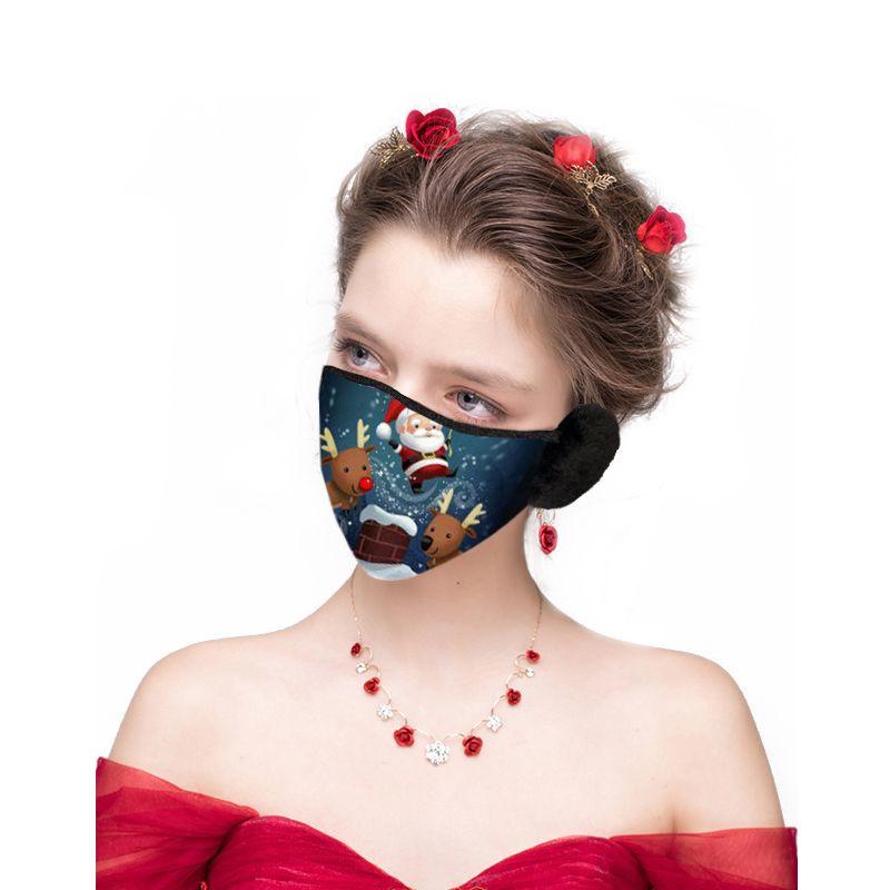 Świąteczna maska / maseczka na twarz z nausznikami - renifer