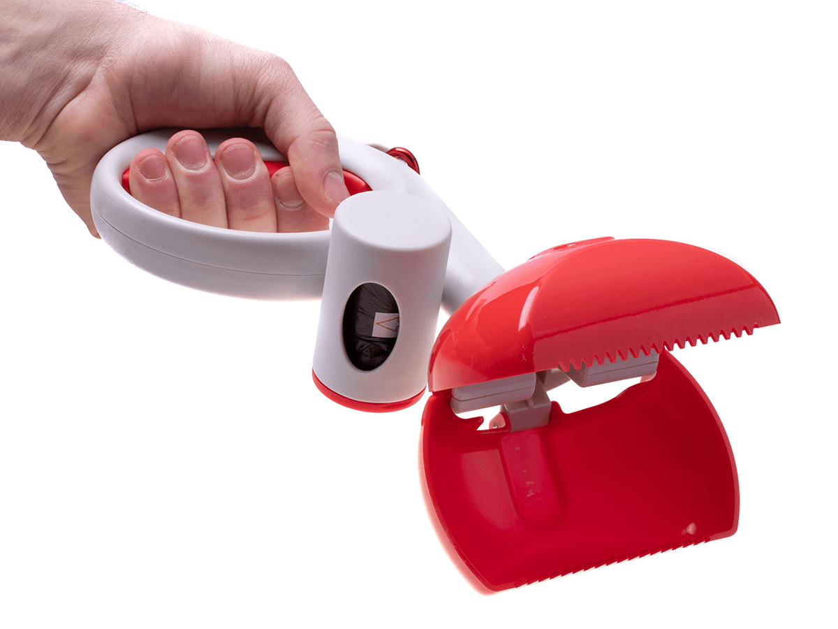 Automatic scoop to collect faeces - red