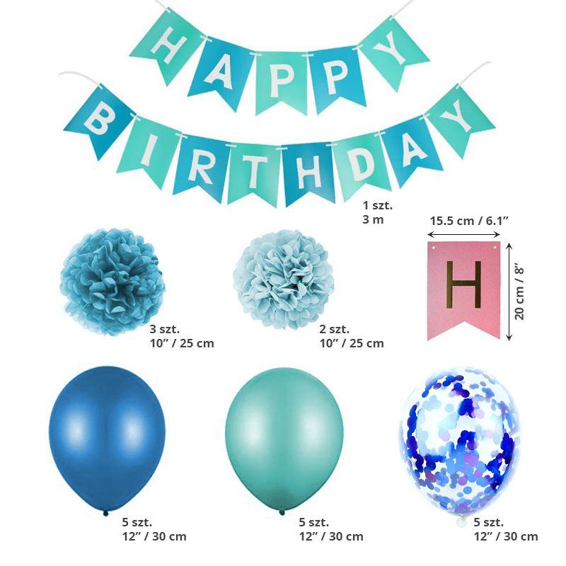 Dekoracja balonowa urodzinowa dla chłopca - turkusowa