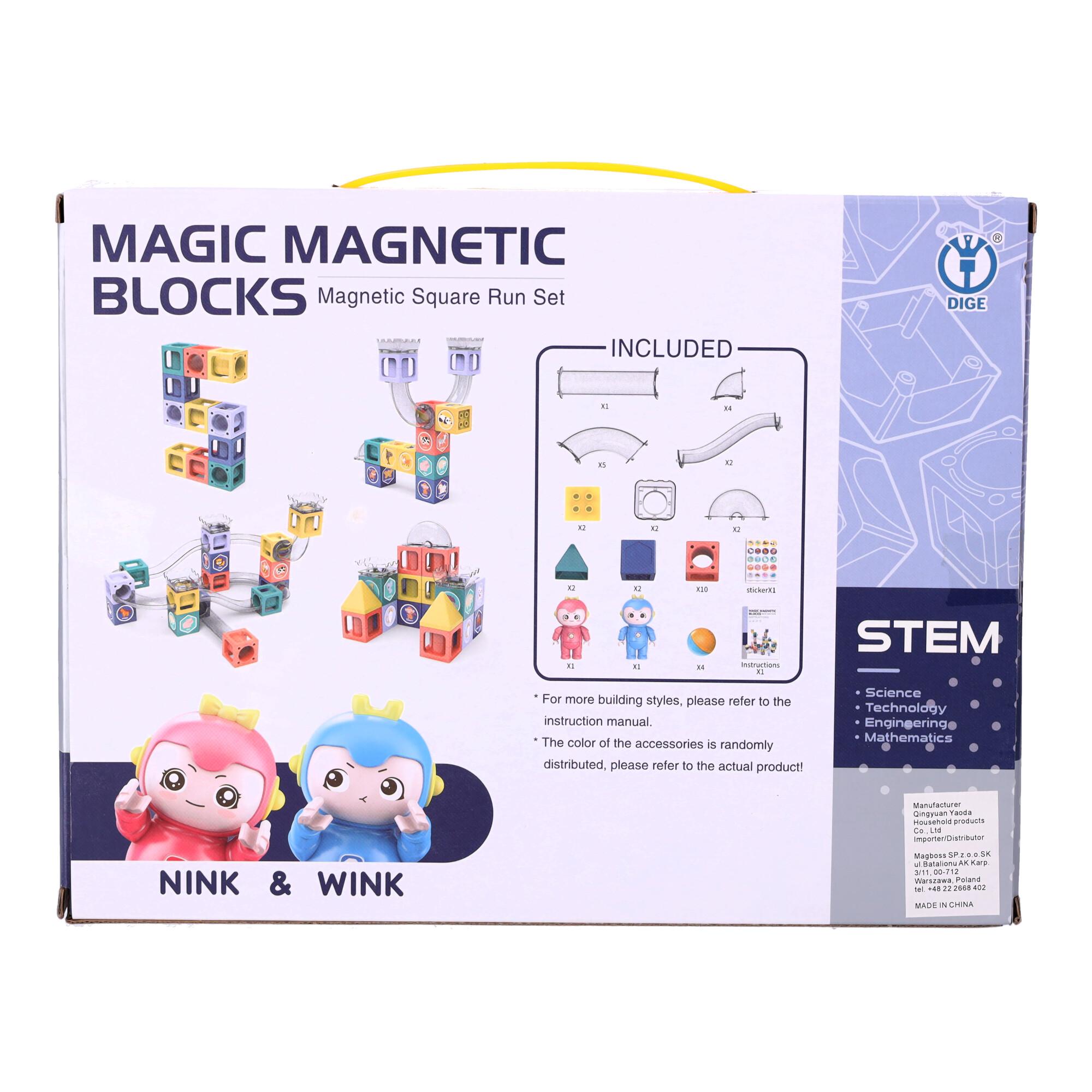 Magnetyczne klocki konstrukcyjne - Tory - zestaw 38 elementów