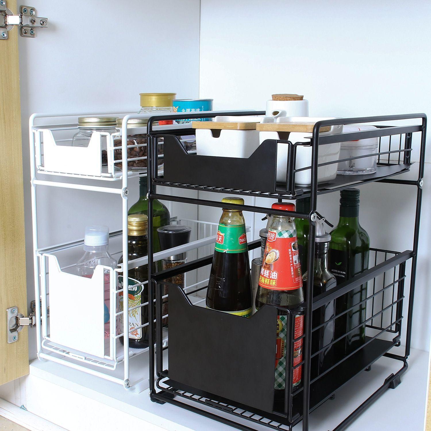Kitchen organizer with two spacious shelves - black