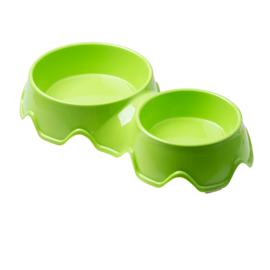 Double stainless steel dog / cat bowl - green