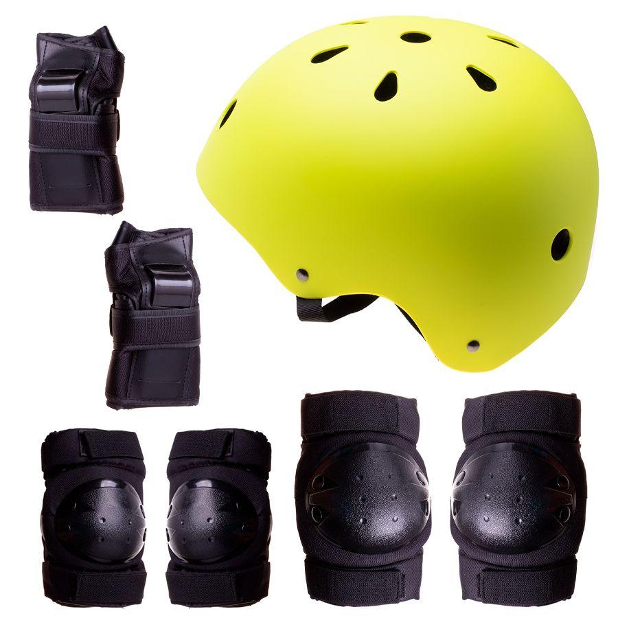 Kask + ochraniacze na rolki, deskorolkę, rower - zielono czarny, rozmiar S
