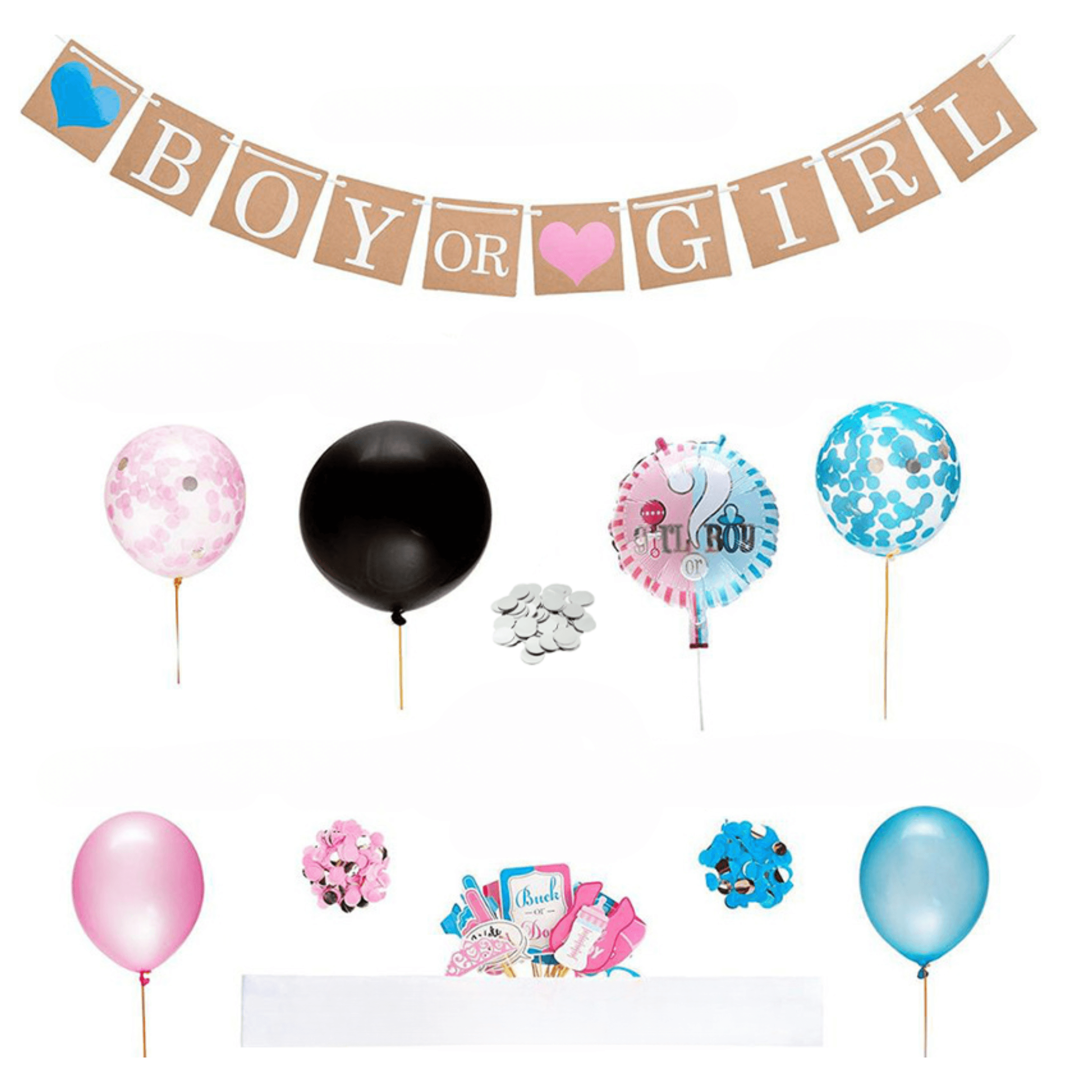 A set of balloons and props for Baby Shower