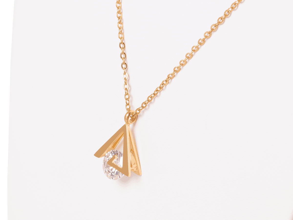 Set of necklace with earrings Xuping Triangles - gold