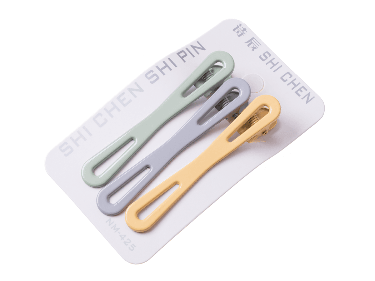 A set of 3 pieces hairpins "infinity" - green grey yellow