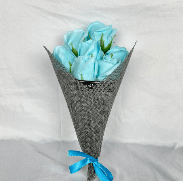 Box mydlanych róż - niebieski