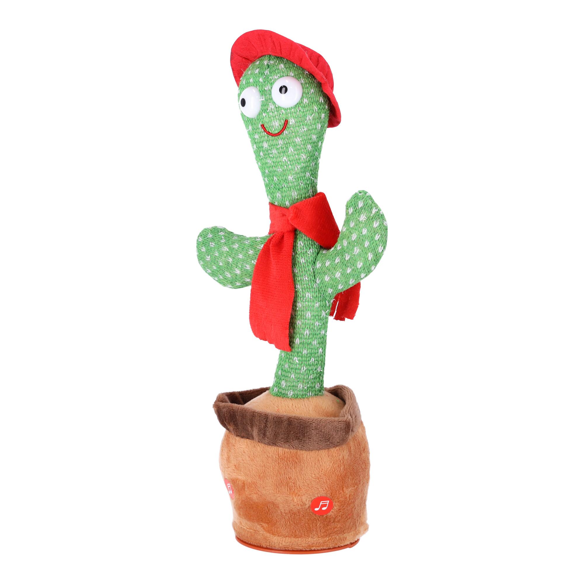Children's toy - Dancing cactus - with red checkered  and red hat