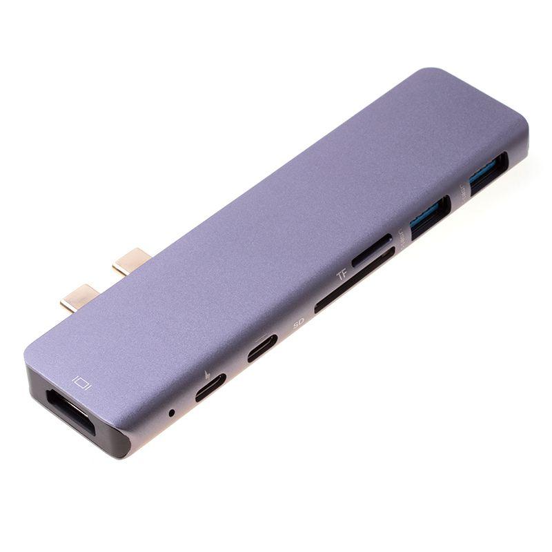 Adapter 7in1 HUB USB-C HDMI 4K SD Macbook Pro / Air - Gray