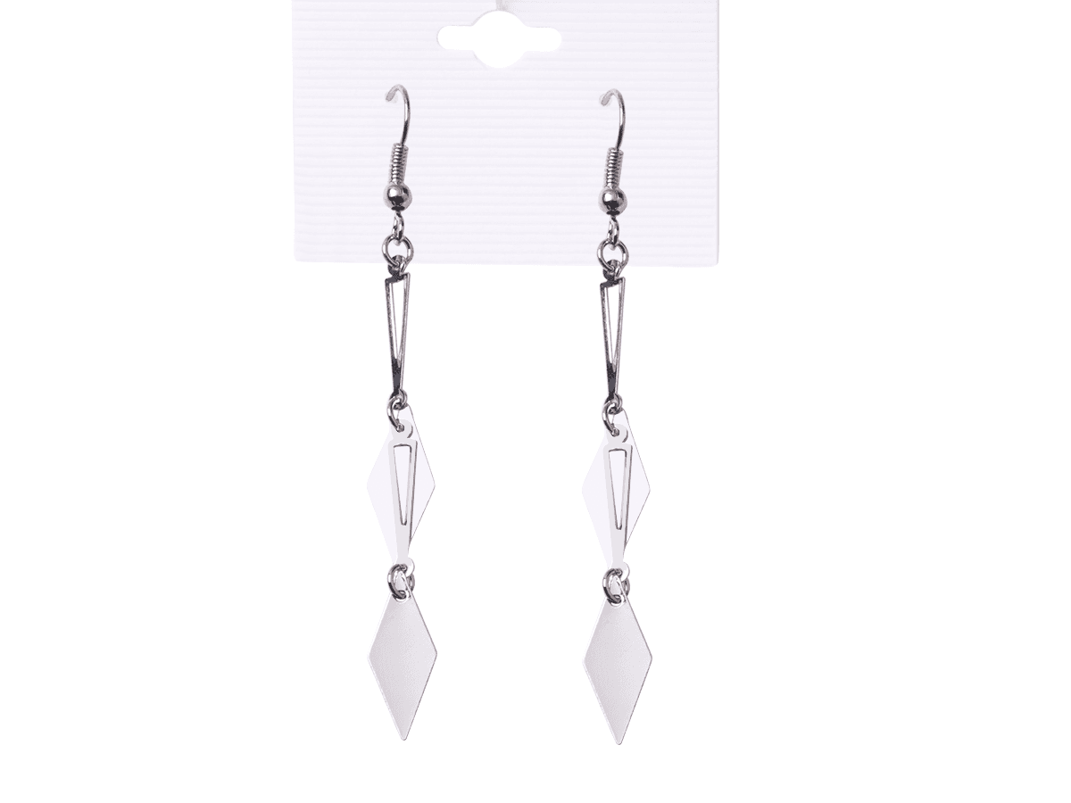 Earrings diamond hanging silver