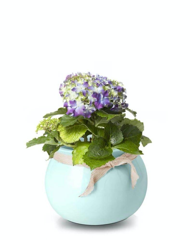 Ceramic pot with a ribbon - mint - LISBON collection