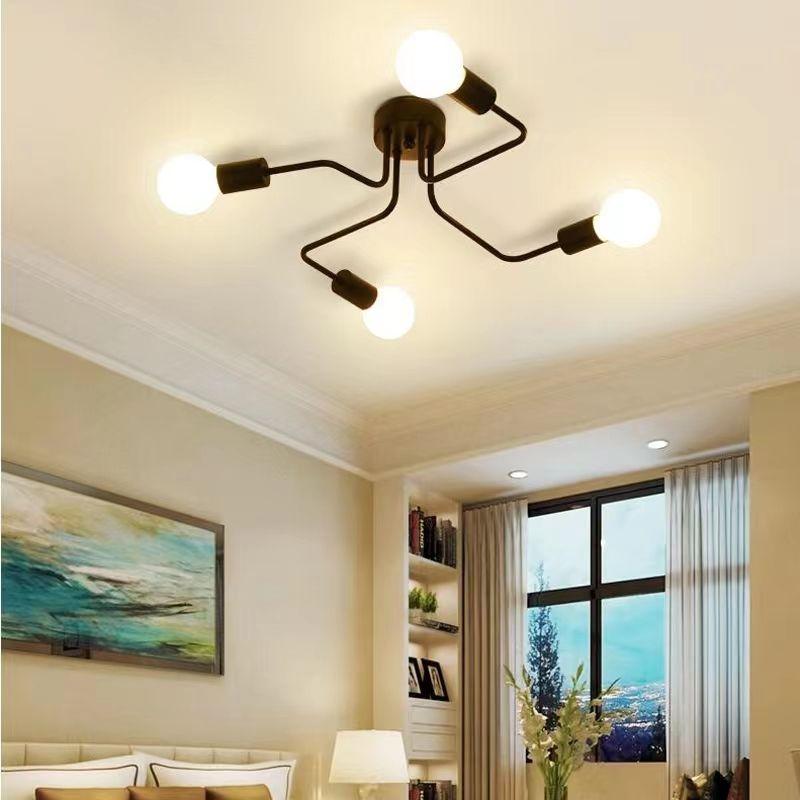 Modern ceiling lamp / Industrial Chandelier - black, 4-armed