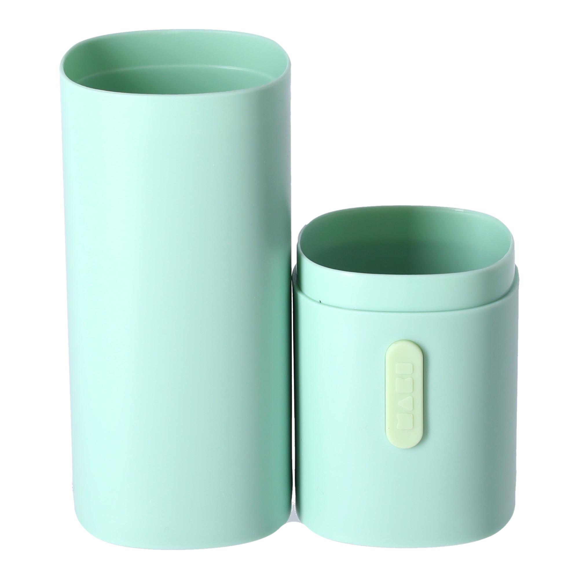 Container, case for toothbrush and toothpaste - green