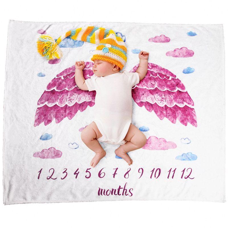 Baby photo blanket / photo mat 100x75 - pink wings