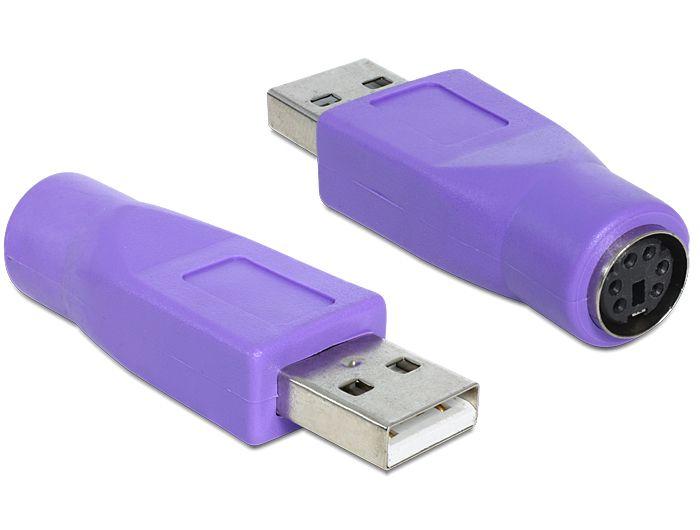 DeLOCK 65461 cable gender changer USB-A PS/2 Violet