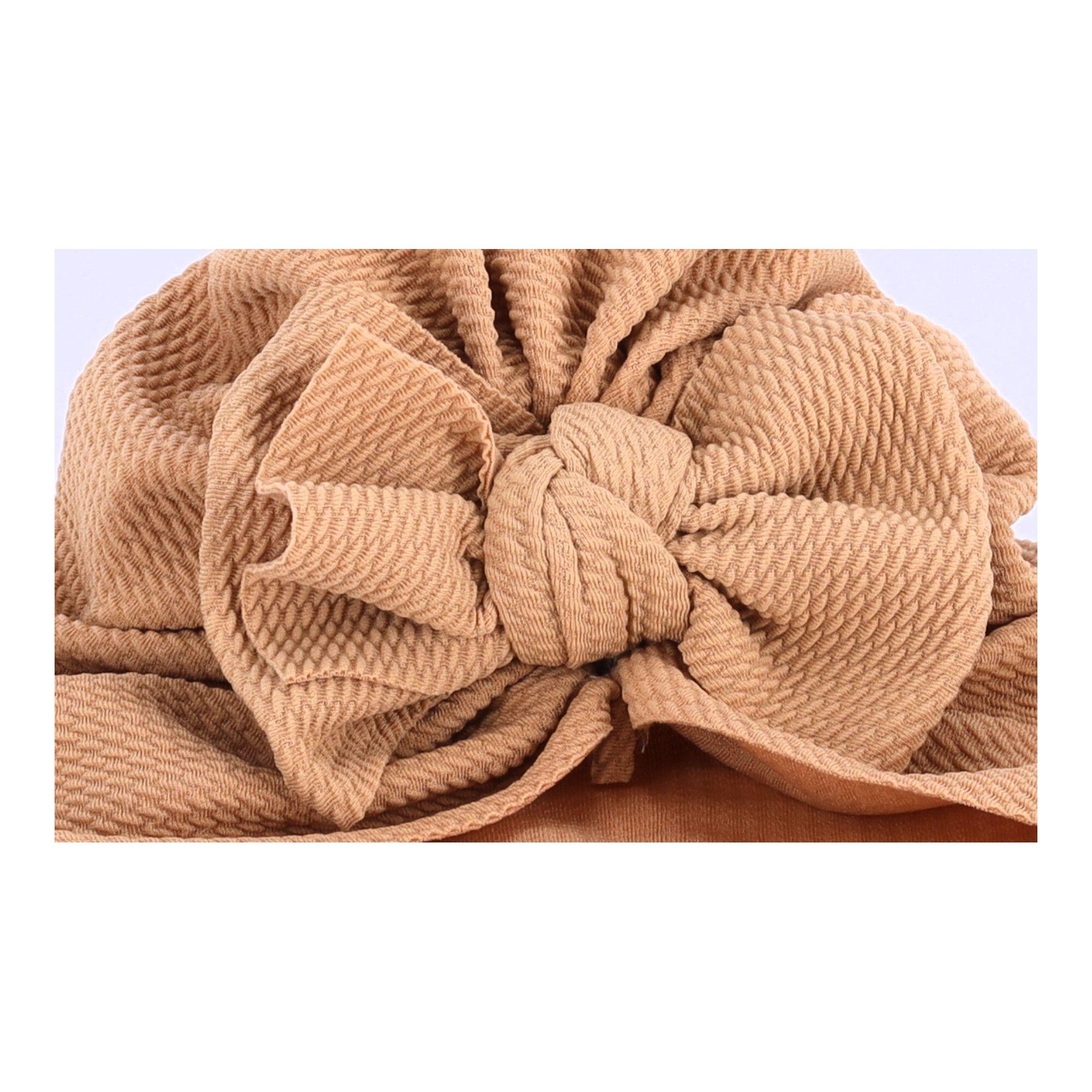 Baby turban with a bow, girl's hat - brown