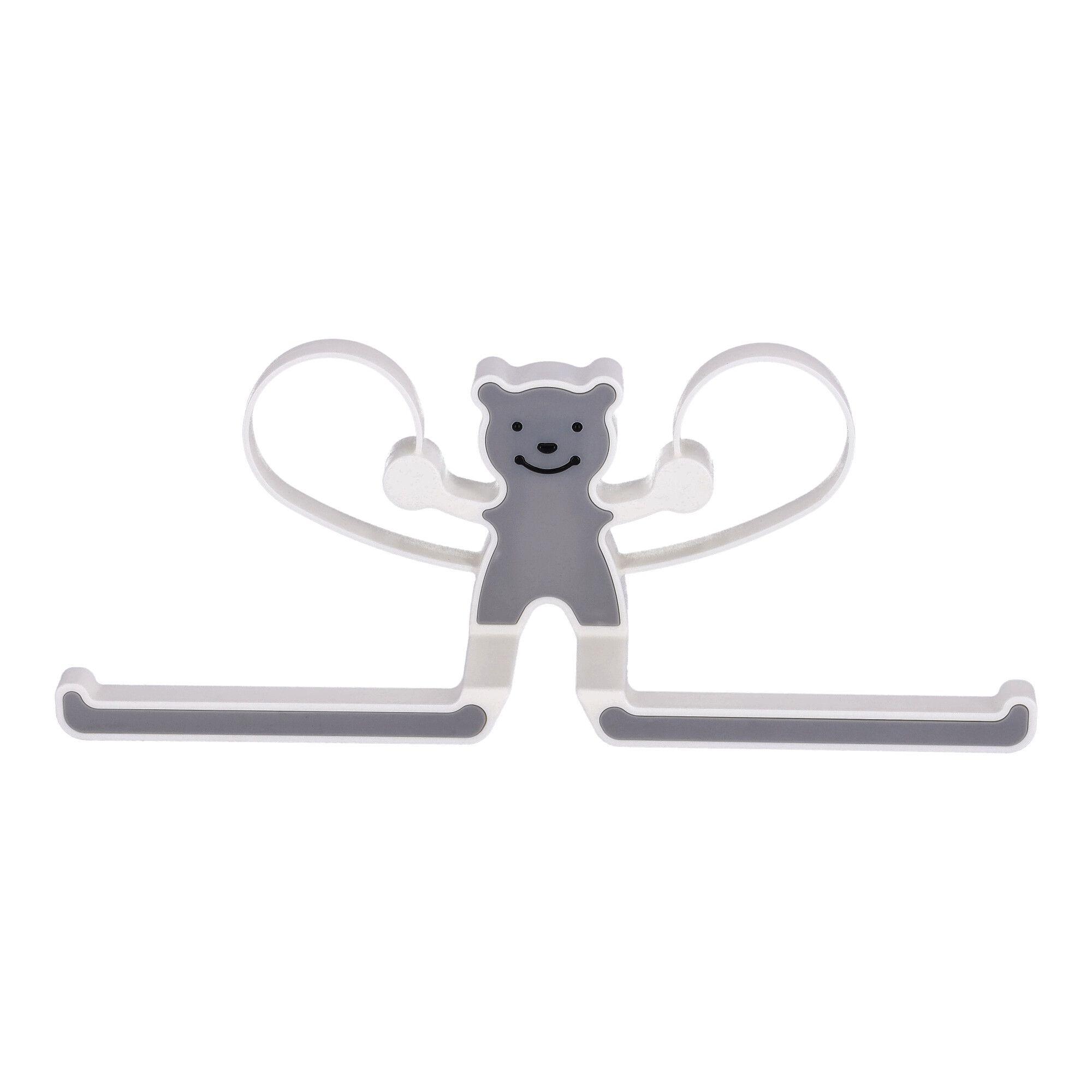 Multifunctional hanger with teddy bear - gray.
