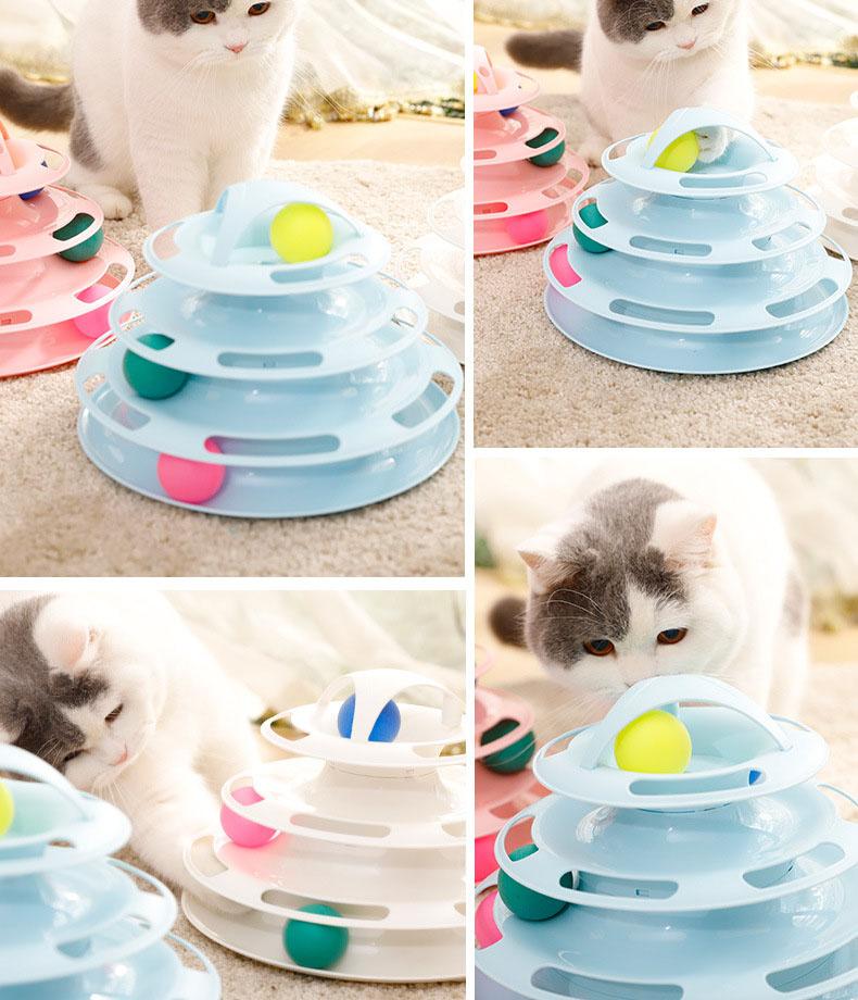 Interactive cat toy with balls - blue