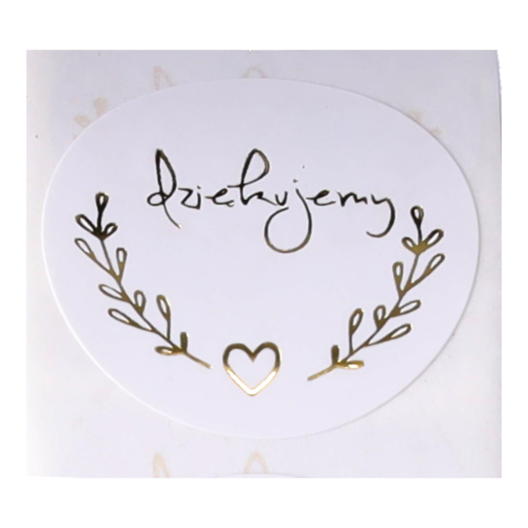 Decorative round stickers Thank you 500pcs - golden twig