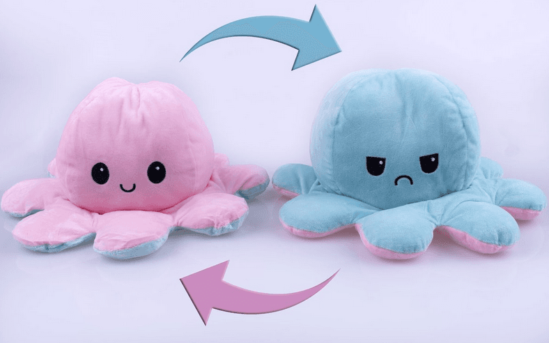 Octopus double-sided mascot 30 cm - light blue & pink