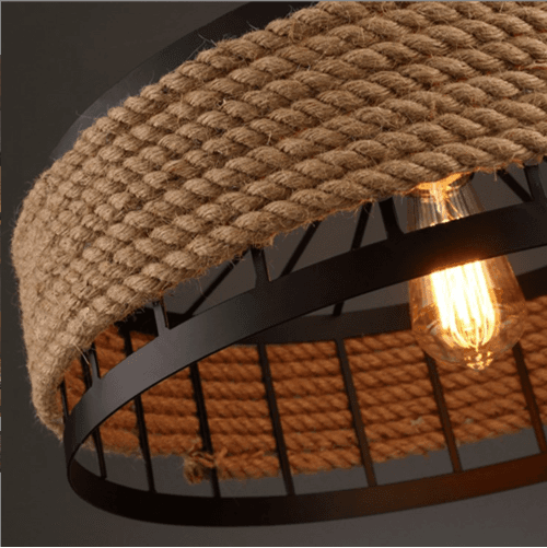 Hemp rope ceiling lamp on chain - diameter 50 cm