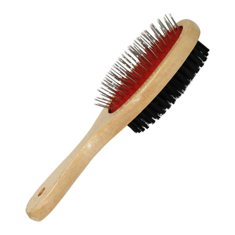 Double-sided wooden brush for dogs and cats, size S