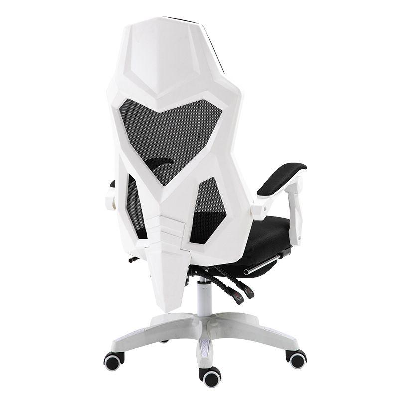Ergonomiczny, obrotowy fotel biurowy, krzesło z zagłówkiem i podnóżkiem - biały
