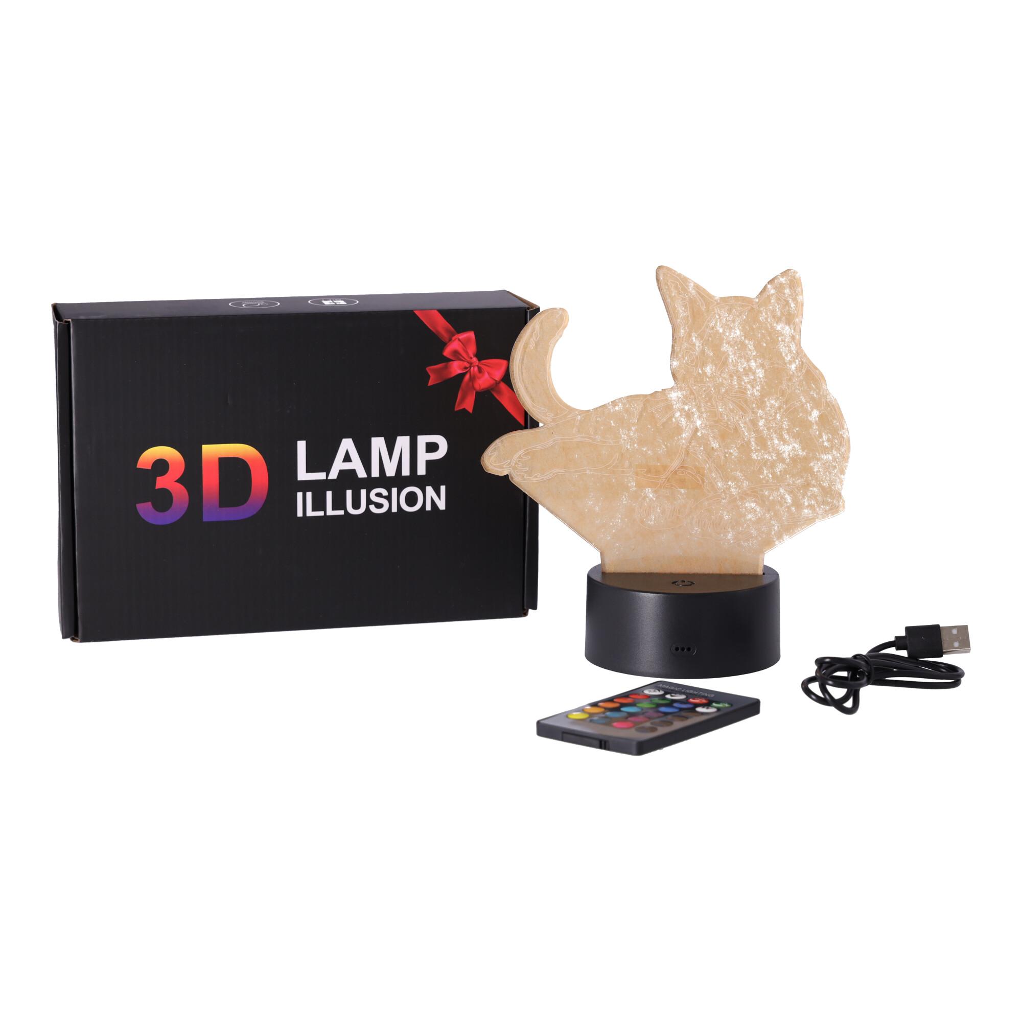 3D LED night lamp "Cat" Hologram + remote control
