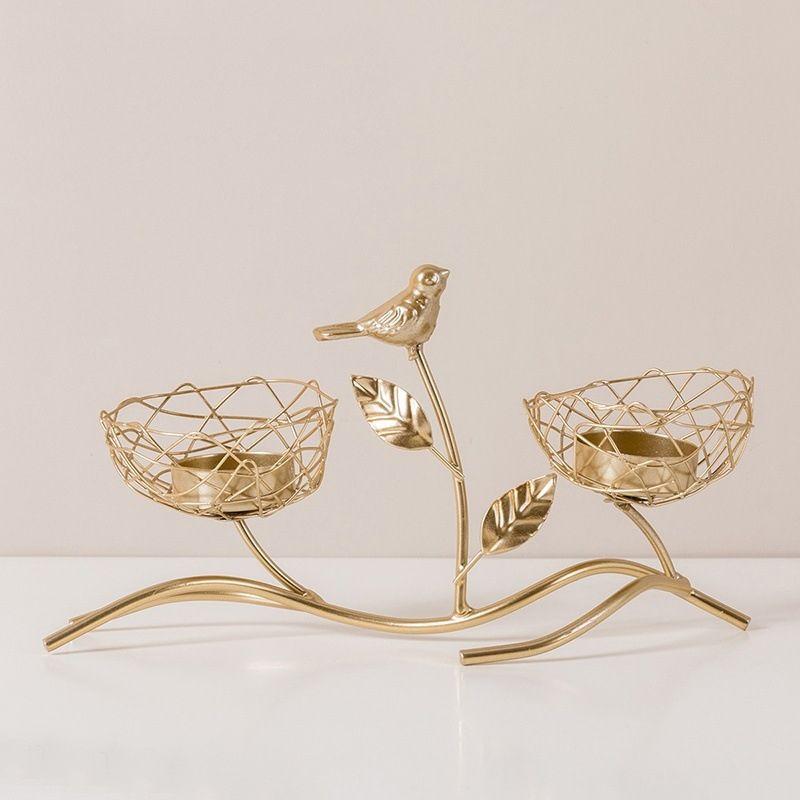  Golden decorative candlestick - two baskets, pattern II