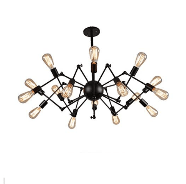 Modern ceiling lamp / Reto spider chandelier - black, 16 arms