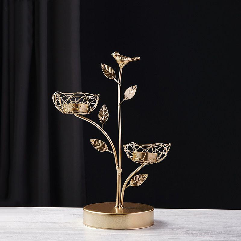 Decorative golden candlestick - two baskets