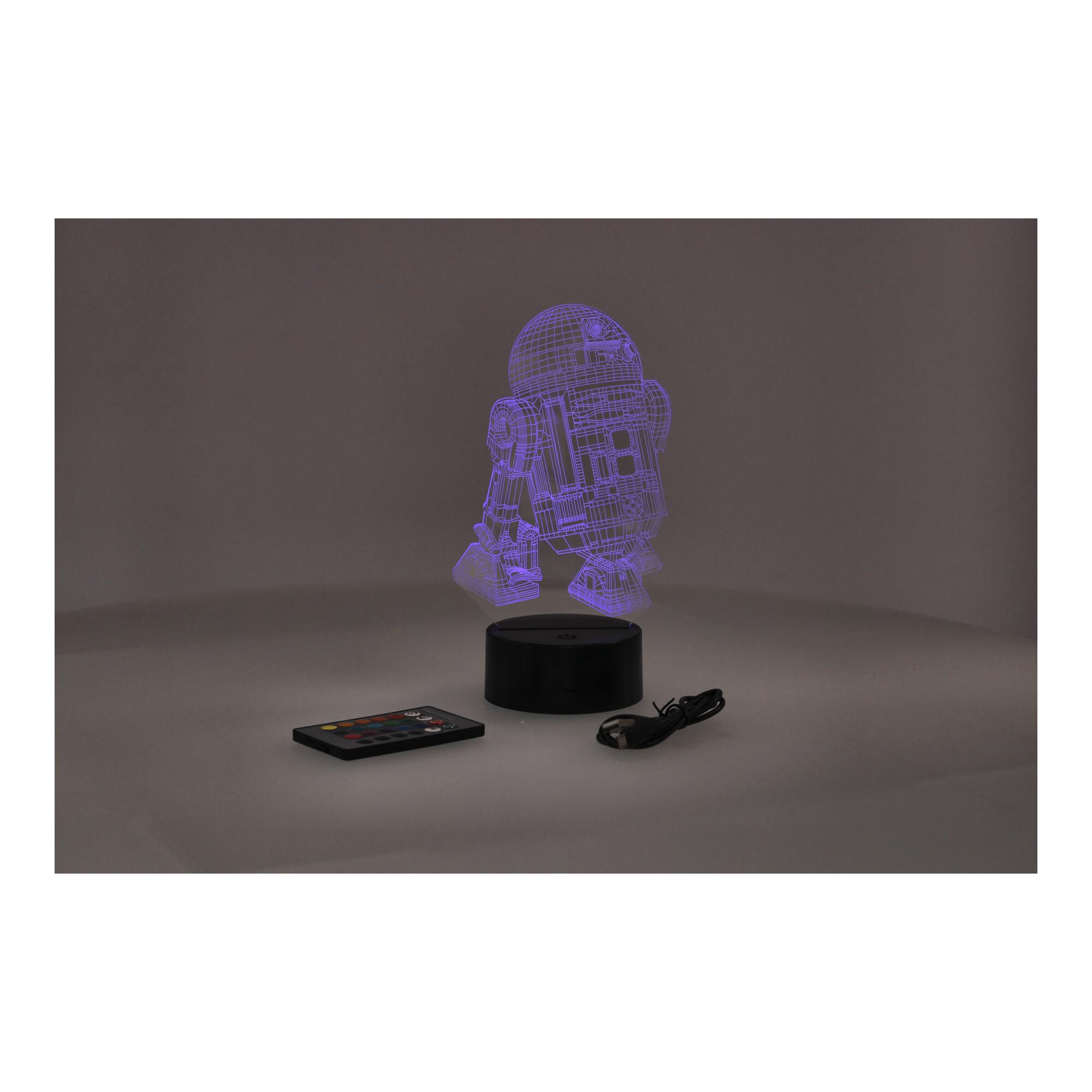 Lampka nocna 3D LED "Gwiezdne Wojny - R2D2" Hologram + pilot